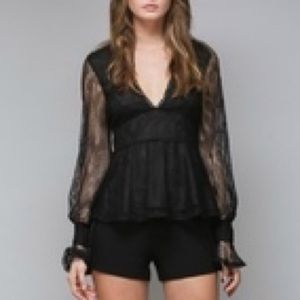 Do & Be Black lace peplum blouse